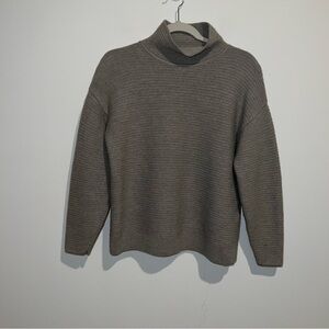 Men’s Folk Clothing Light Gray Wool Mock Neck Ribbed Sweater